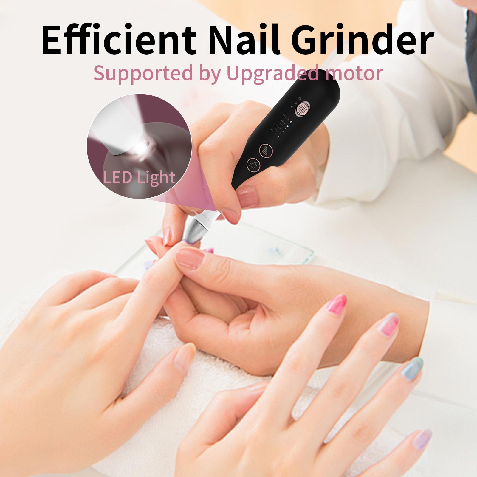 Hoxida low-noise, low-heat motor enables comfortable home manicures.