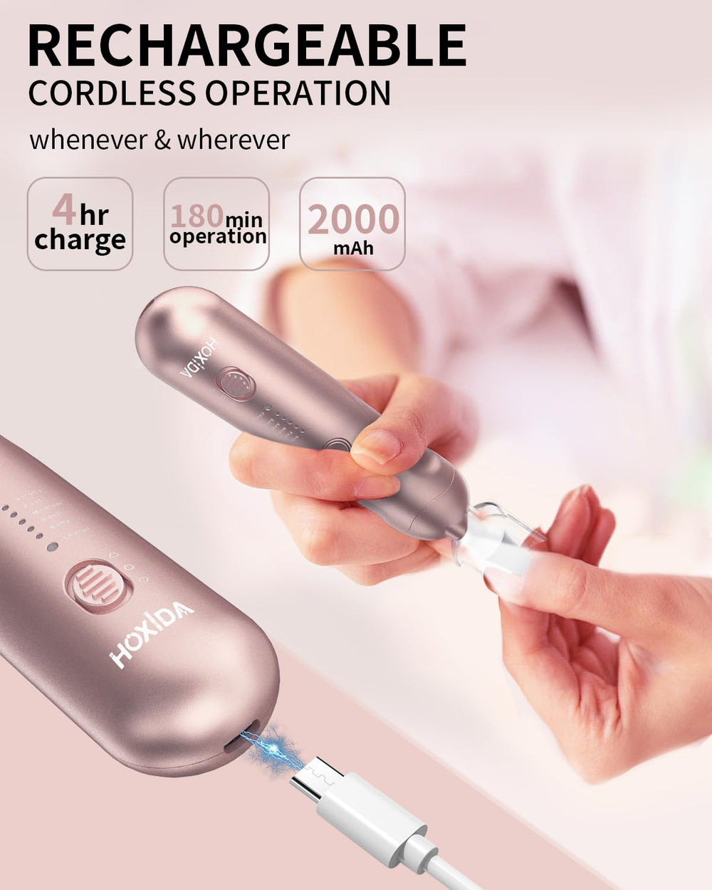 Hoxida Type-C charging cable keeps your nail drill ready