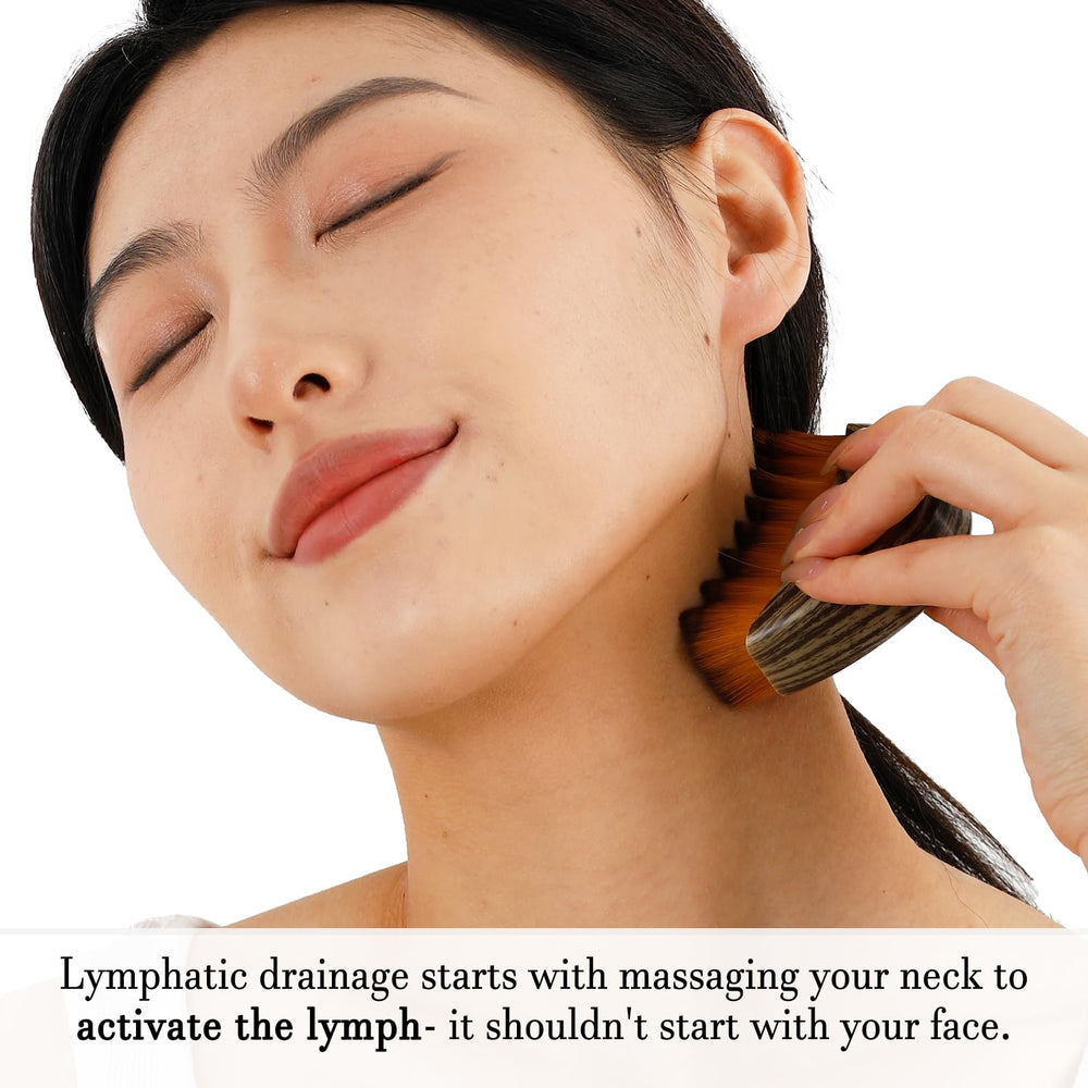 Hoyecl brush with curved profile glides along neck for soothing tension.