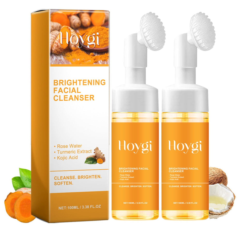 Hoygi jabón limpiador cúrcuma con cepillo para limpieza facial diaria