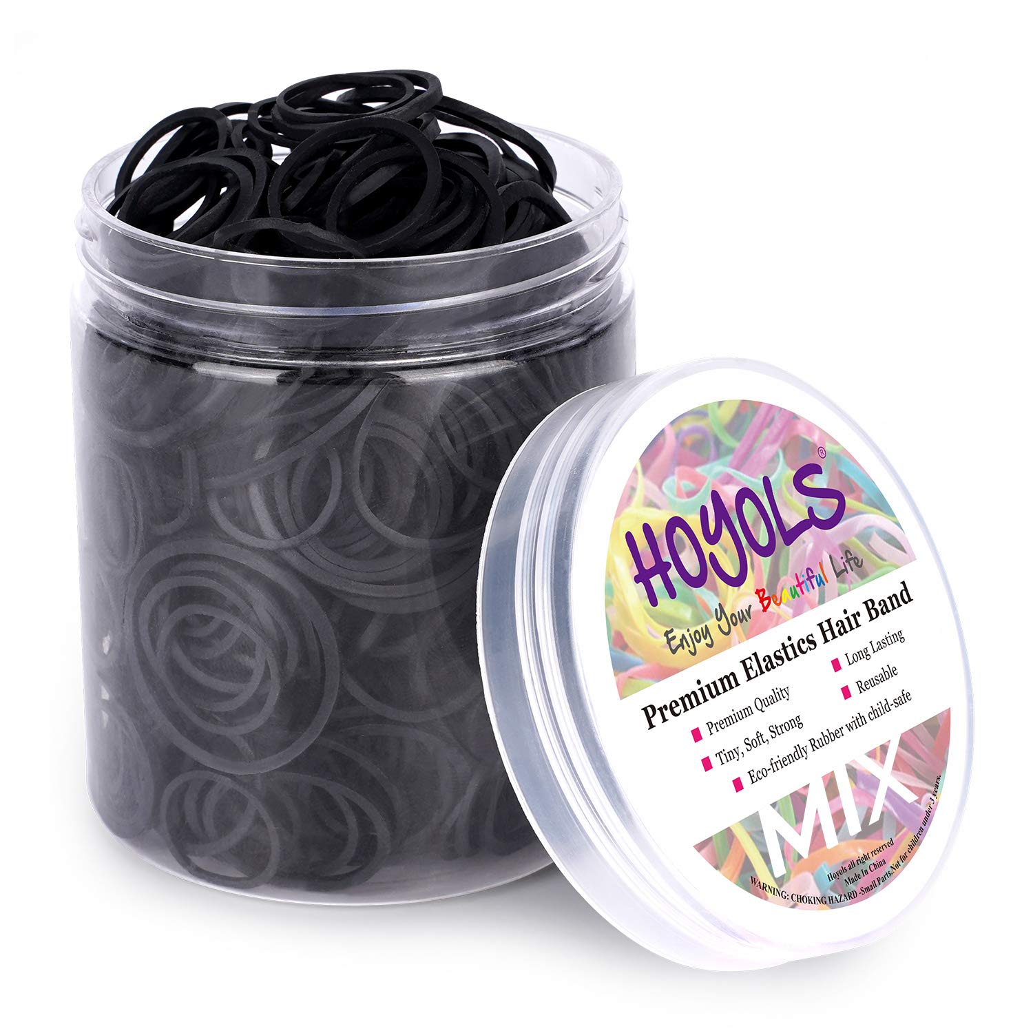 HOYOLS assorted small rubber bands close-up for versatile hair styling