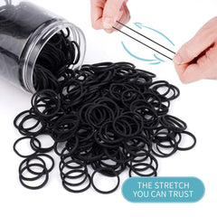 HOYOLS durable black rubber bands stretch easily without snapping.