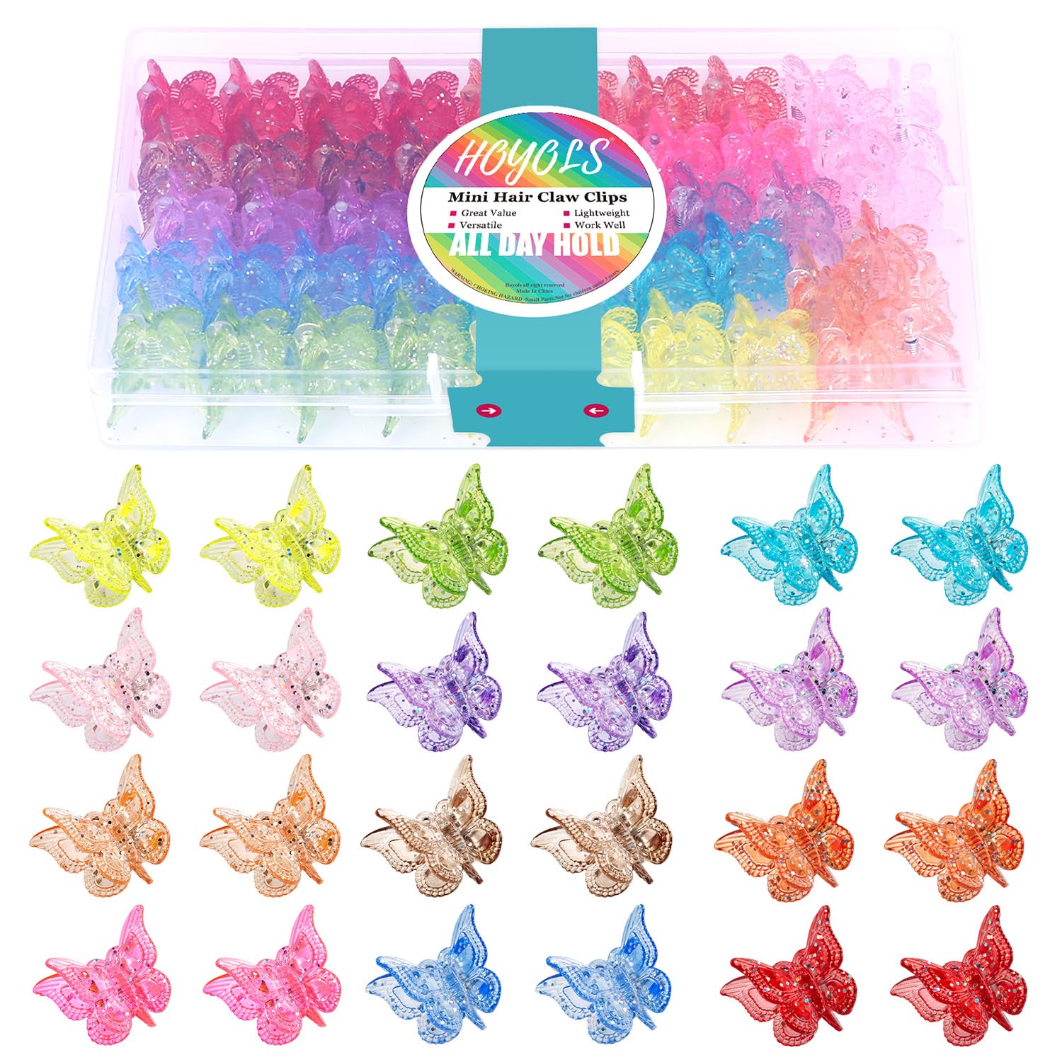 HOYOLS glitter butterfly hair clip sparkling for retro look