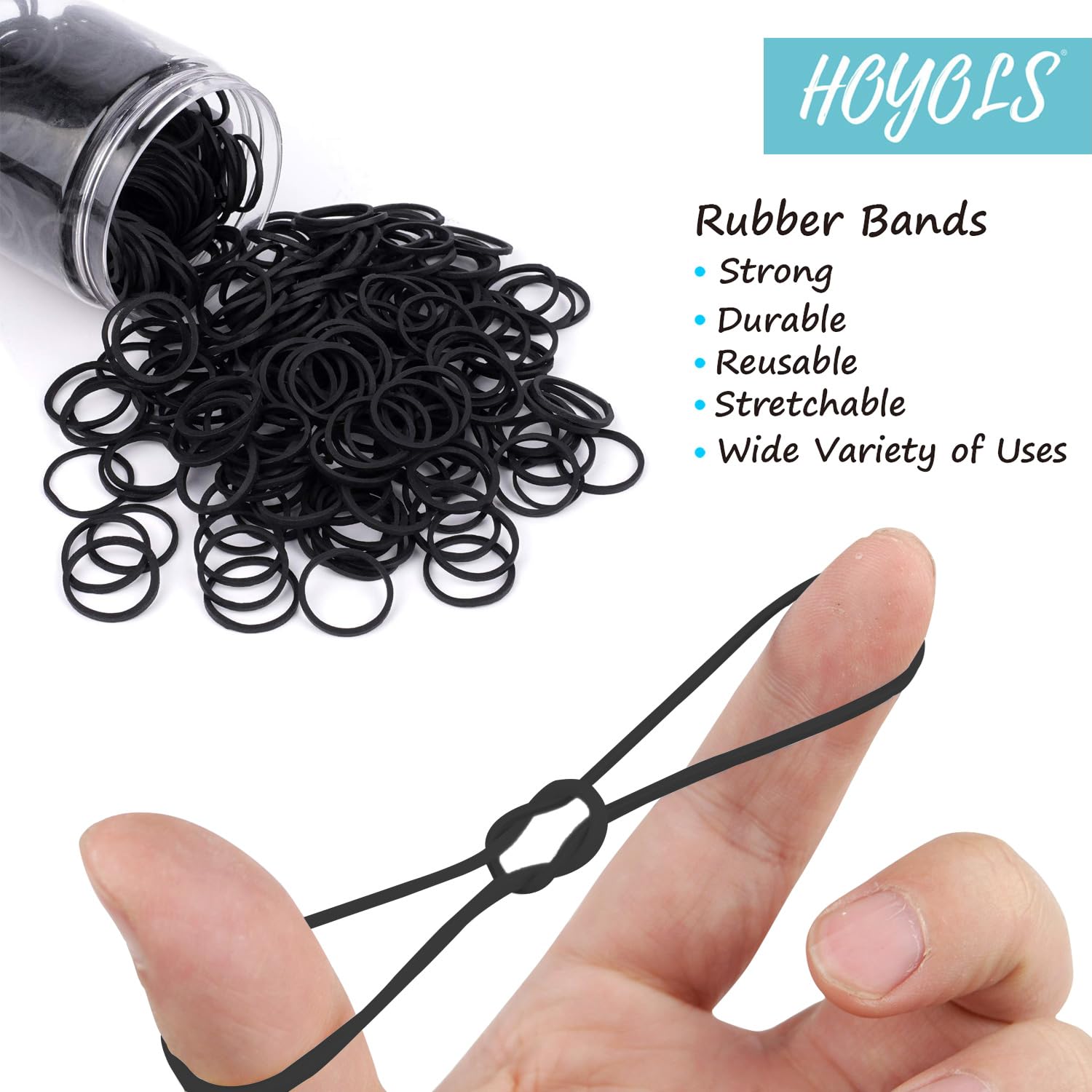 HOYOLS latex-free durable rubber bands shown in a bundle for reliable hold