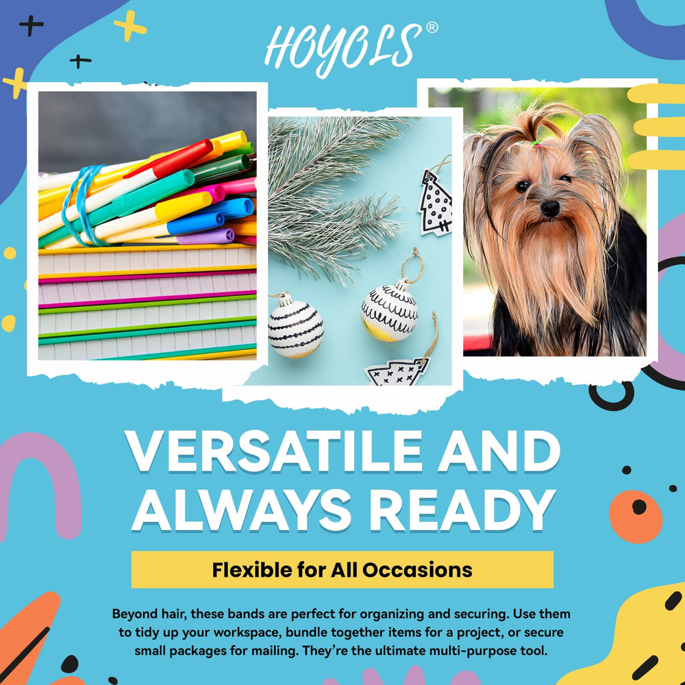 HOYOLS multicolor hair ties for toddlers in a clear container