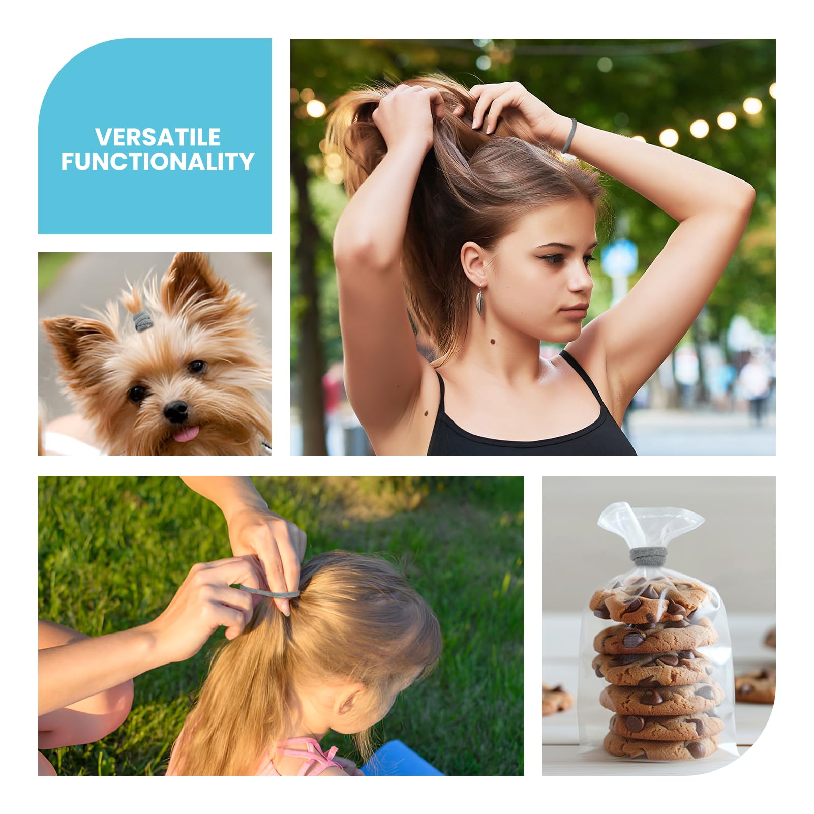 HOYOLS hair ties double as snack bag ties for convenient use.