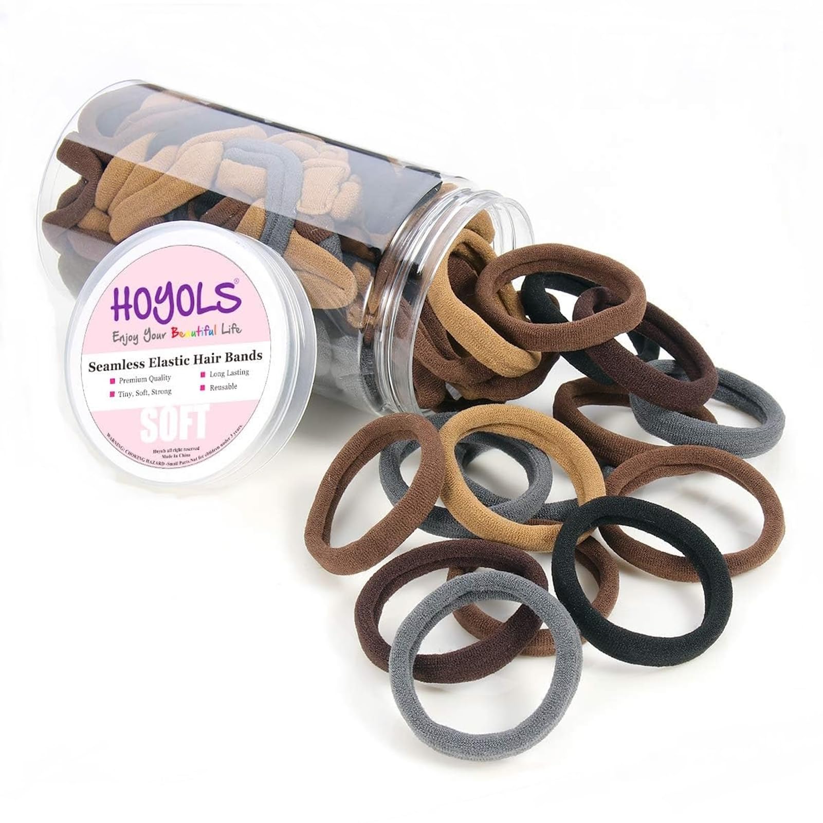 HOYOLS soft hair ties pack for gentle, crease-free ponytails.