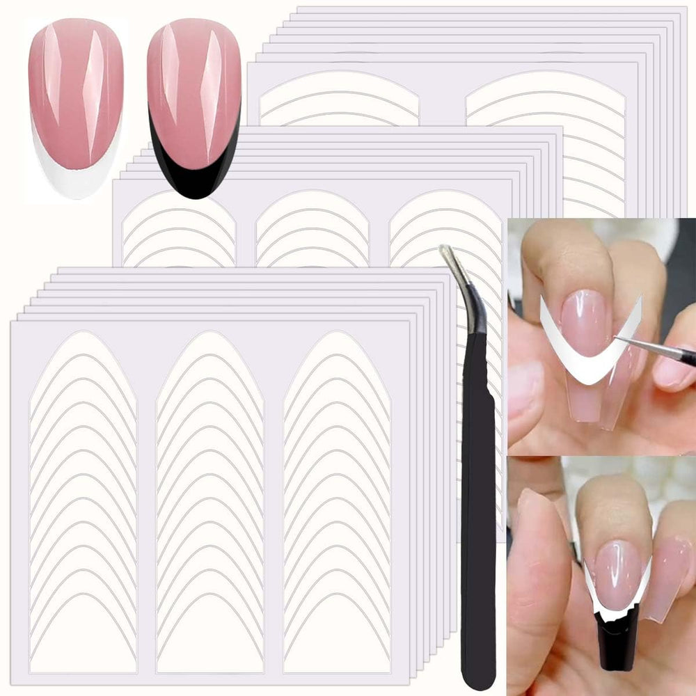 HPYFOI arc moon design 2 French manicure strip on nails for chic look