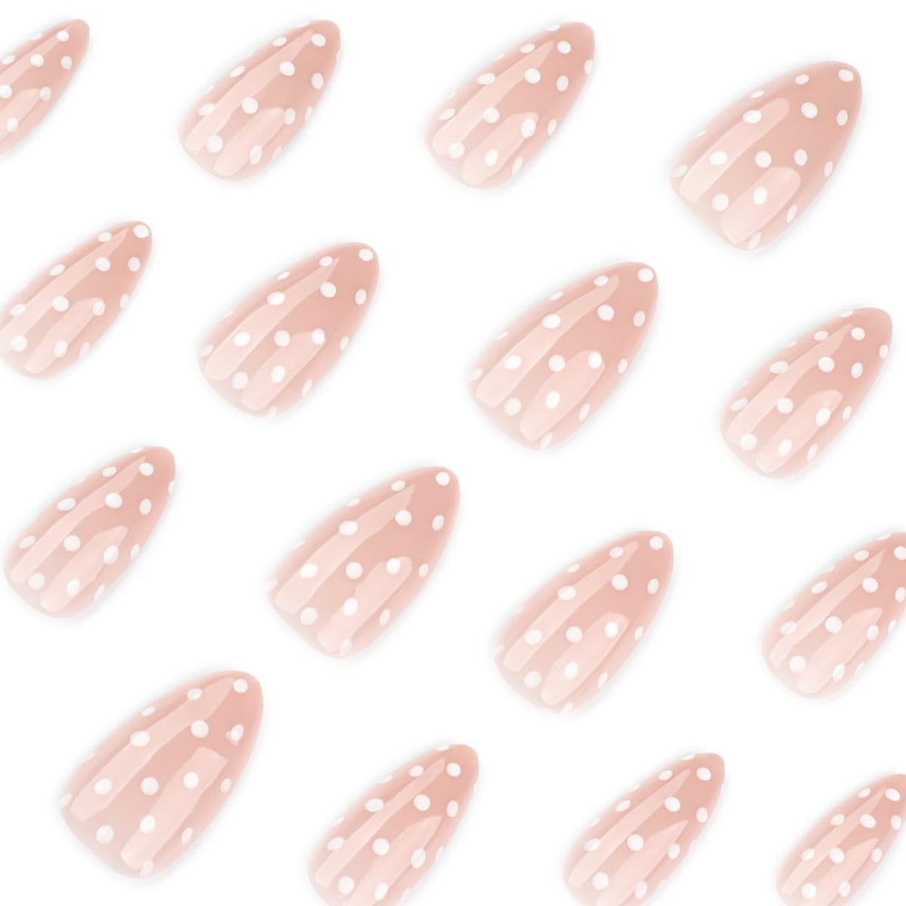 HPYFOI press-on nails kit image showing included file and jelly stickers for easy setup.