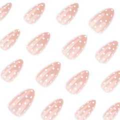HPYFOI press-on nails kit image showing included file and jelly stickers for easy setup.