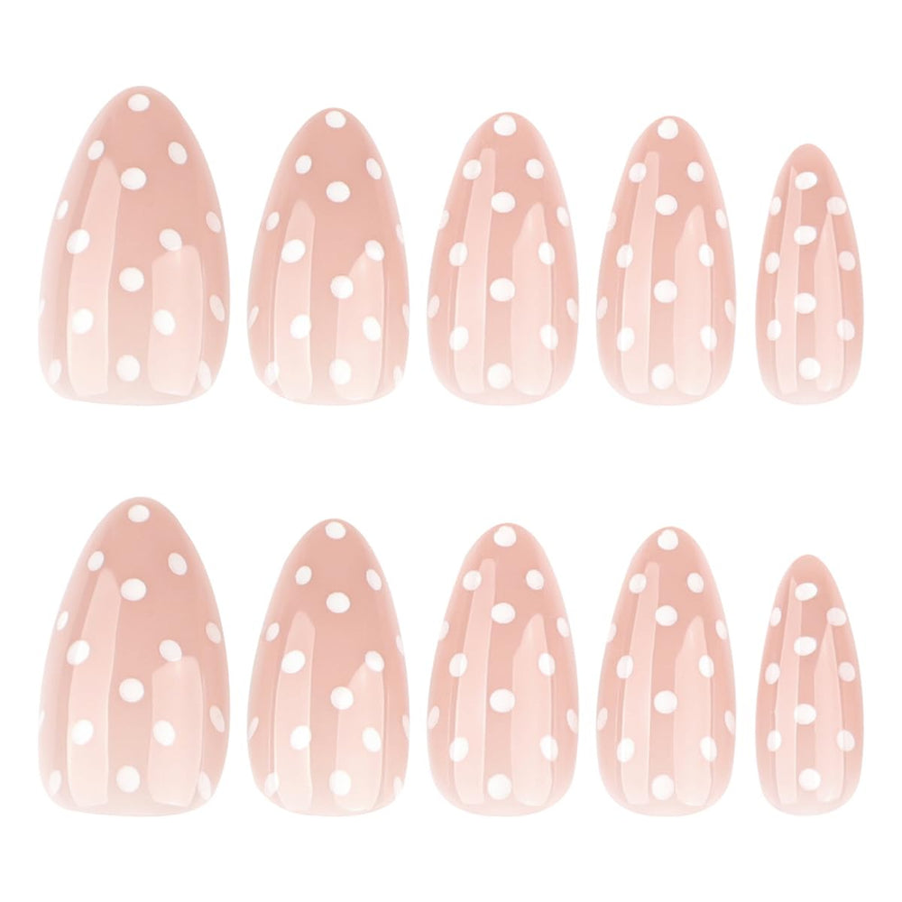 HPYFOI glossy polka-dot nails on a hand ready for party-ready styling.