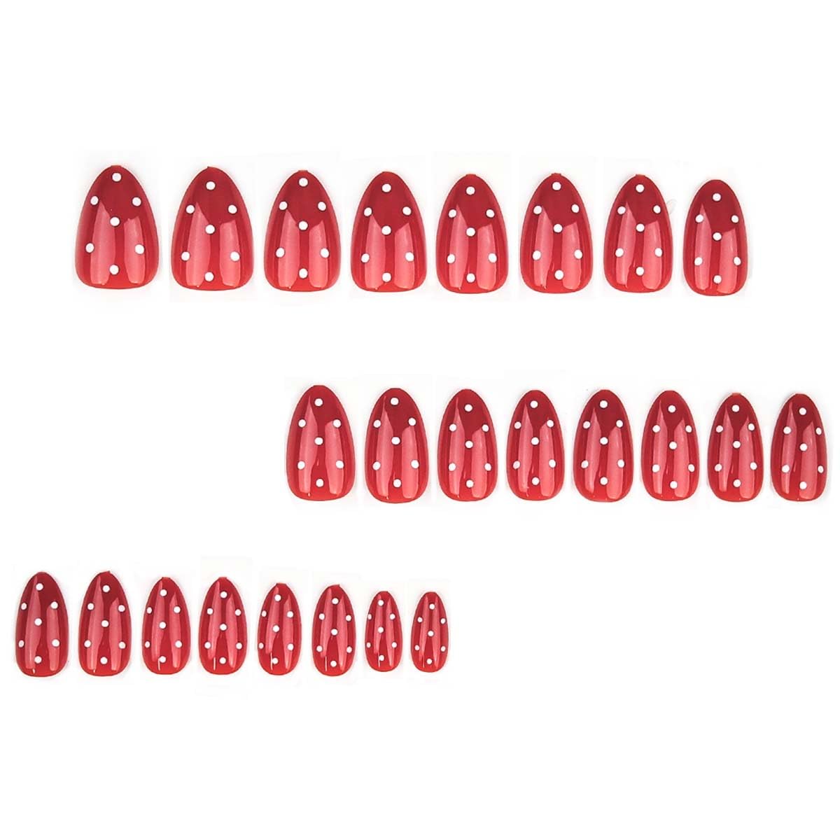 HPYFOI uñas almendra corta rojas con puntos para uso diario