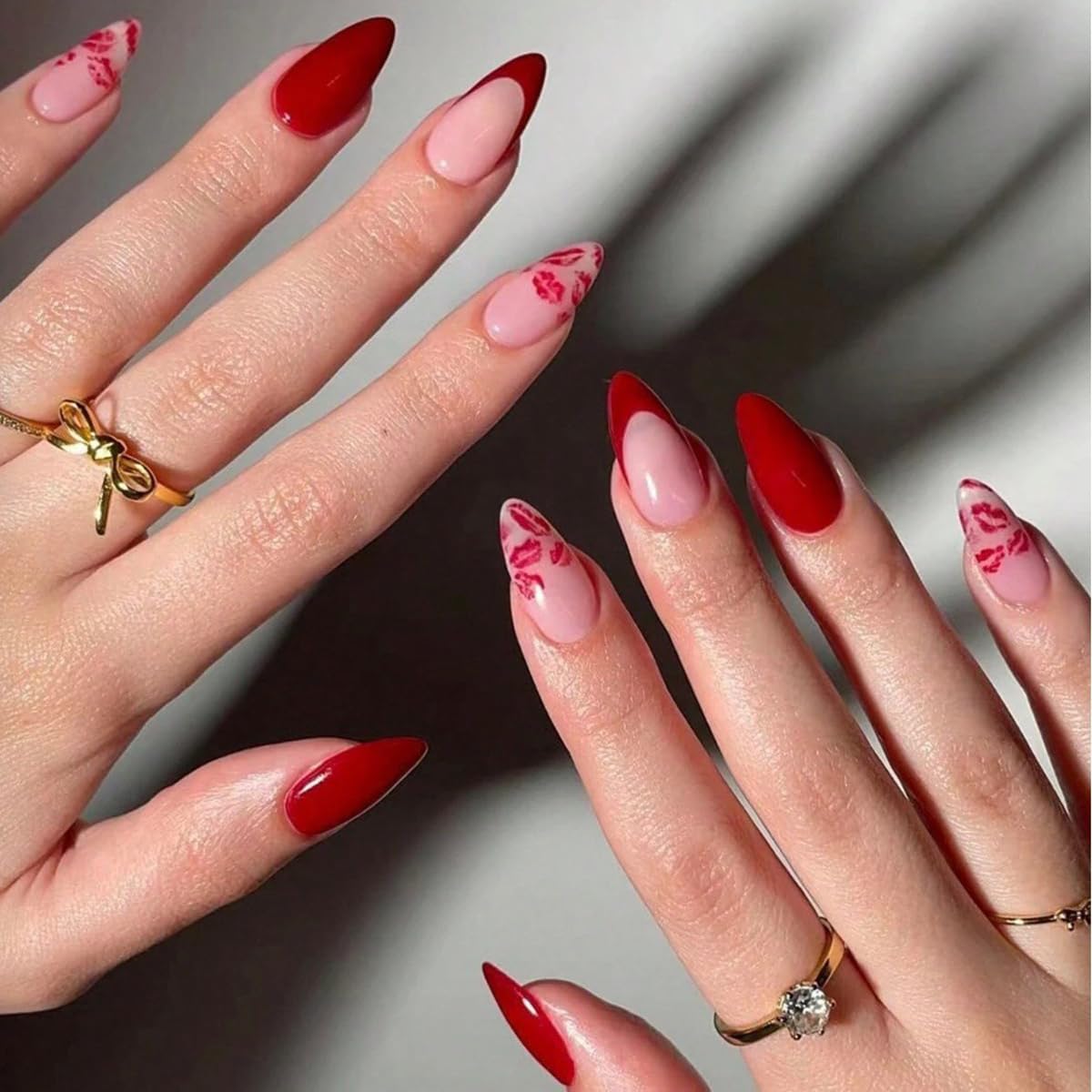 HPYFOI uñas francesas rojas, diseño labio: toque audaz para ocasiones.