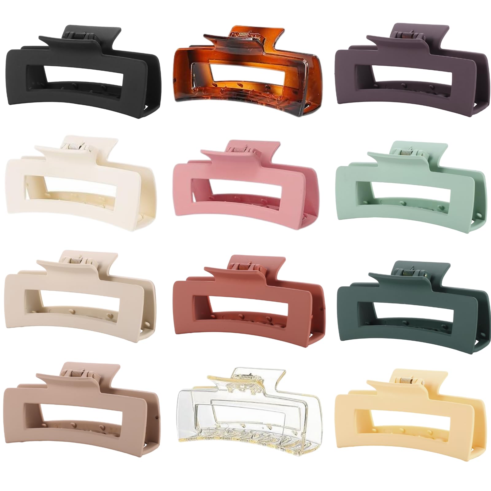 HQ-SITE 12pcs large square claw clip with matte finish for secure hold.
