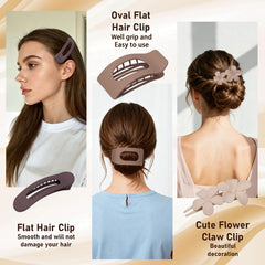 HQ-SITE flat claw clip in dark brown for reliable daily hold.