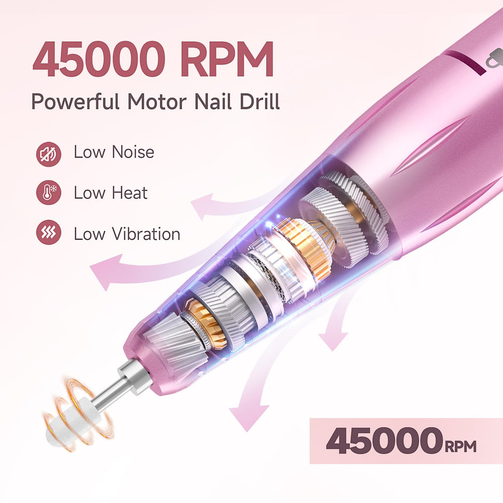 HQMPHQ portable nail drill with 11 bits for precise shaping.