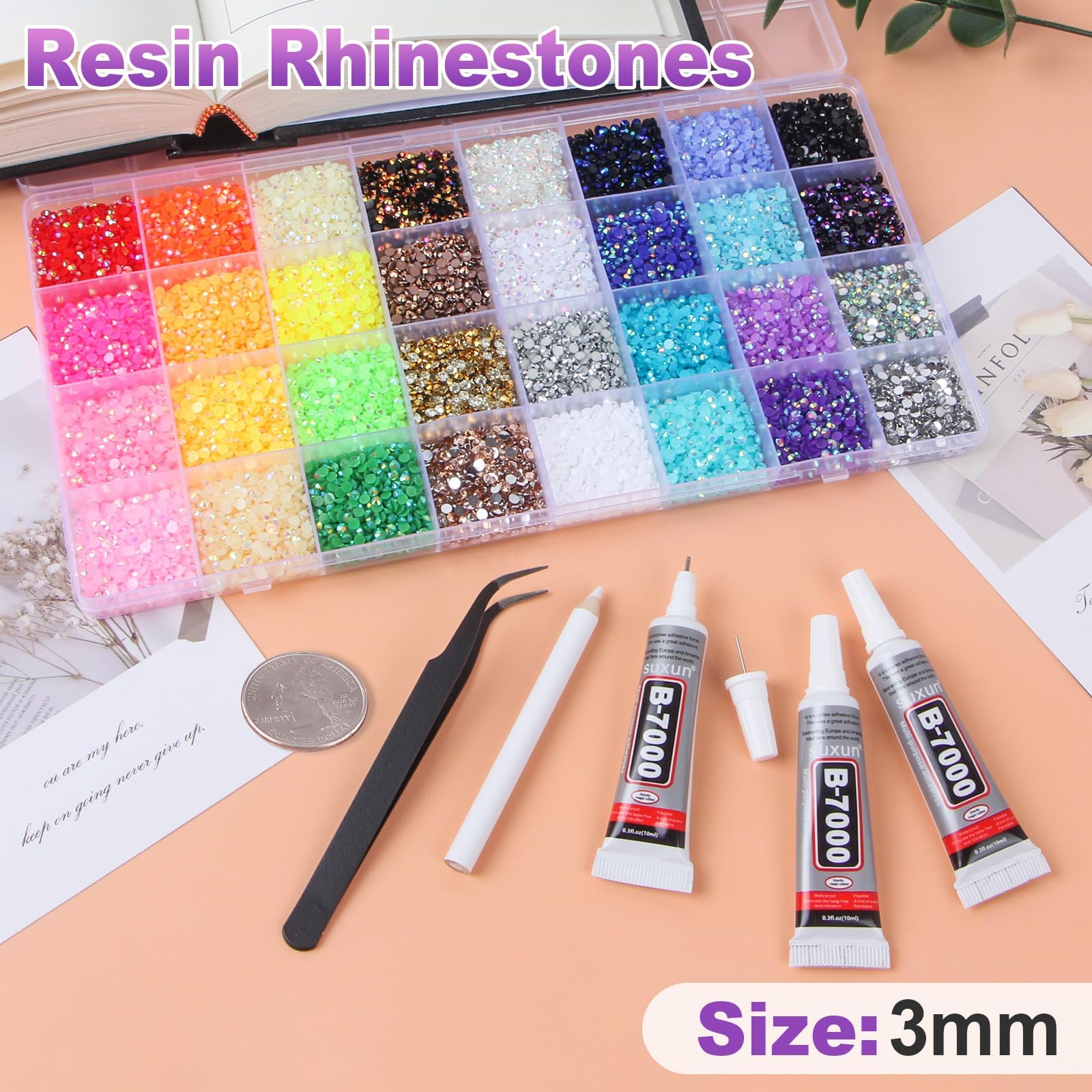 HRLbrc 32 colors resin rhinestones for vibrant craft designs
