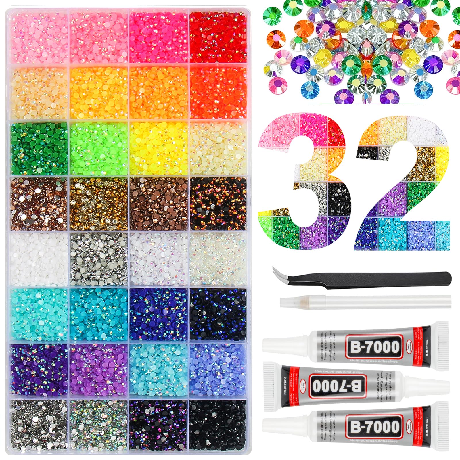 HRLbrc 38000pcs resin jelly gems neatly boxed for bedazzling ideas