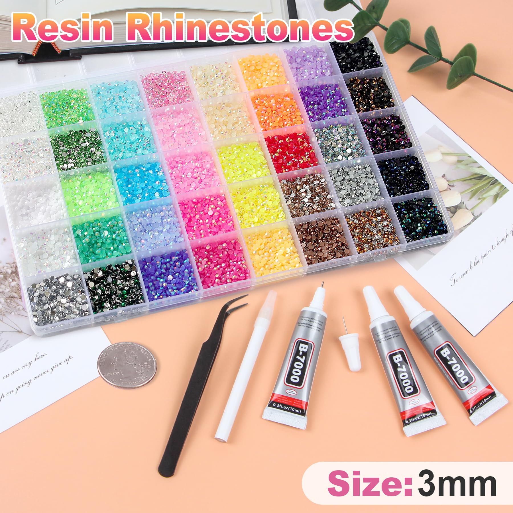HRLbrc bedazzler tweezers and pickup pen set for precise gemstone placement.