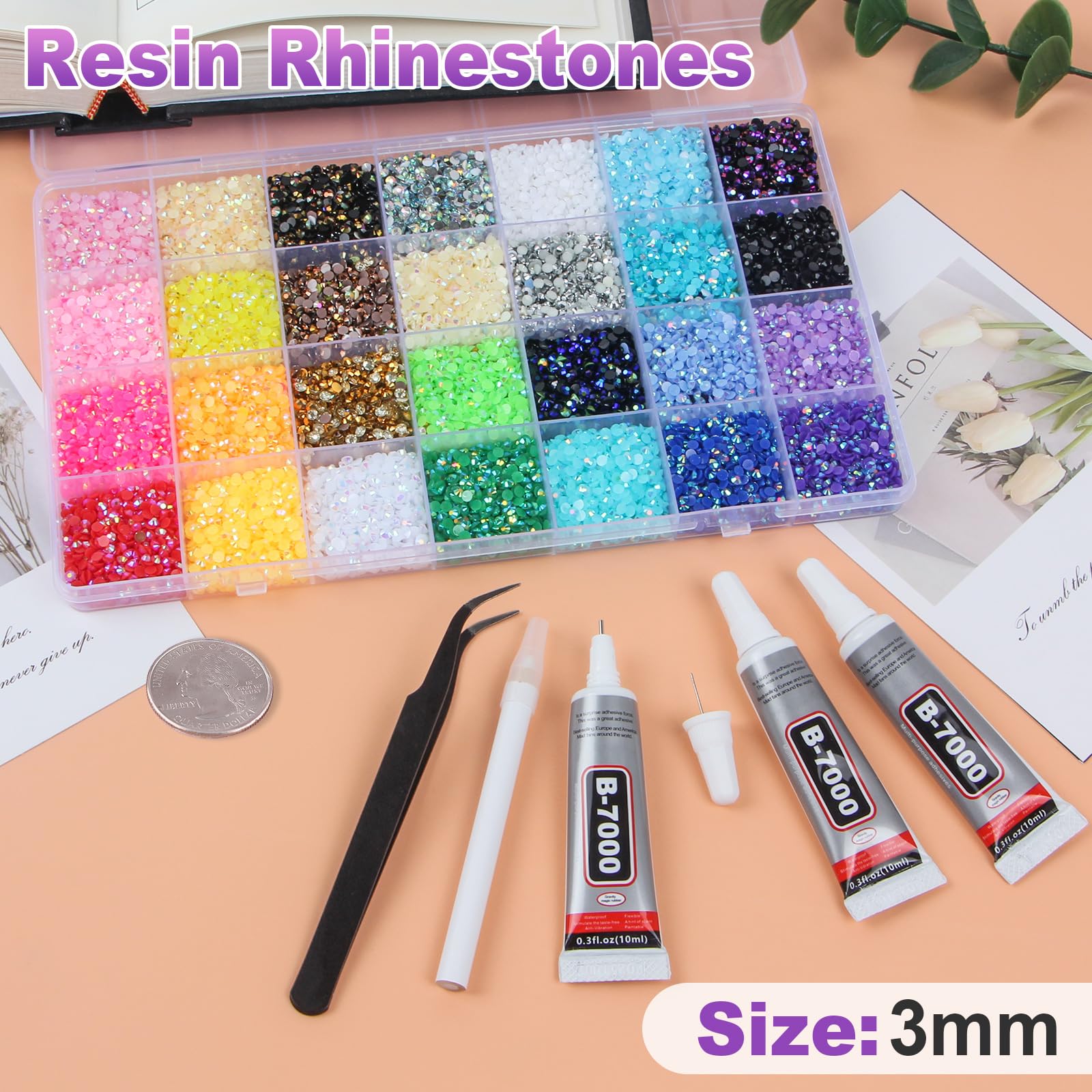 HRLbrc gemas resina 3mm 28 colores para decoraciones multicolor