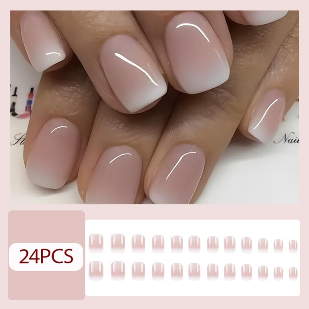 Hrnsnails Uñas Francesas en rosa ombré para un look suave.