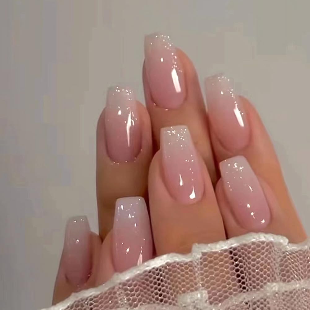Hrnsnails uñas coffin ombre glitter, look duradero para eventos
