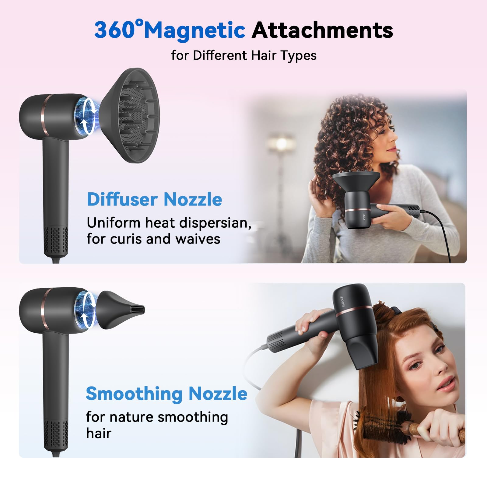 HRYCF Diffuser attachment on the Ionic Hair Dryer for curls
