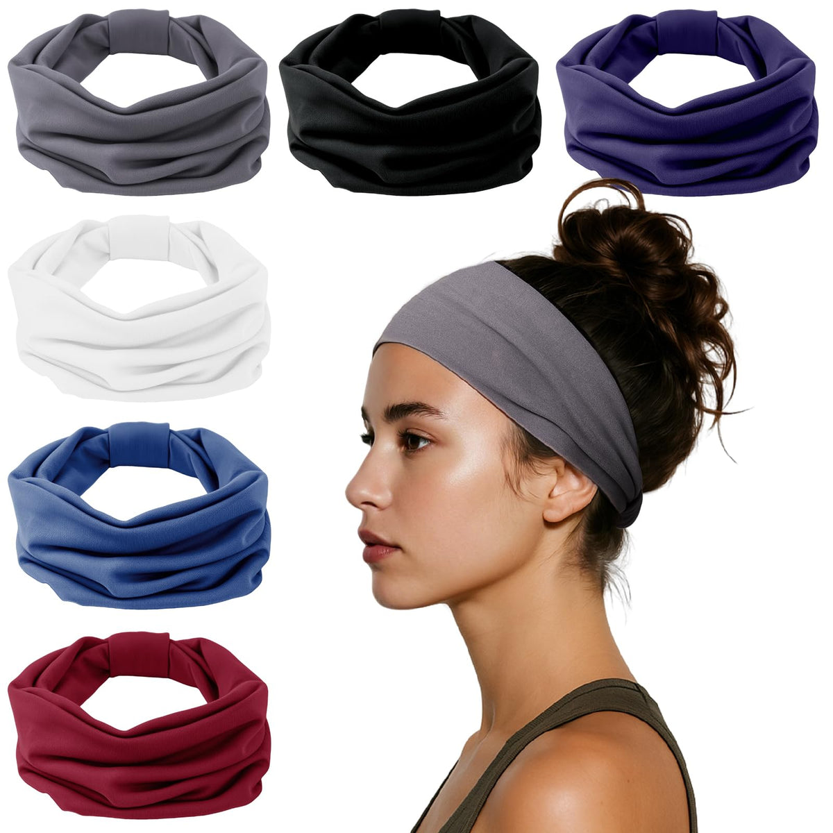 Banda HSEM para cabello ancha con nudo, ideal para peinados rápidos y estilo diario.