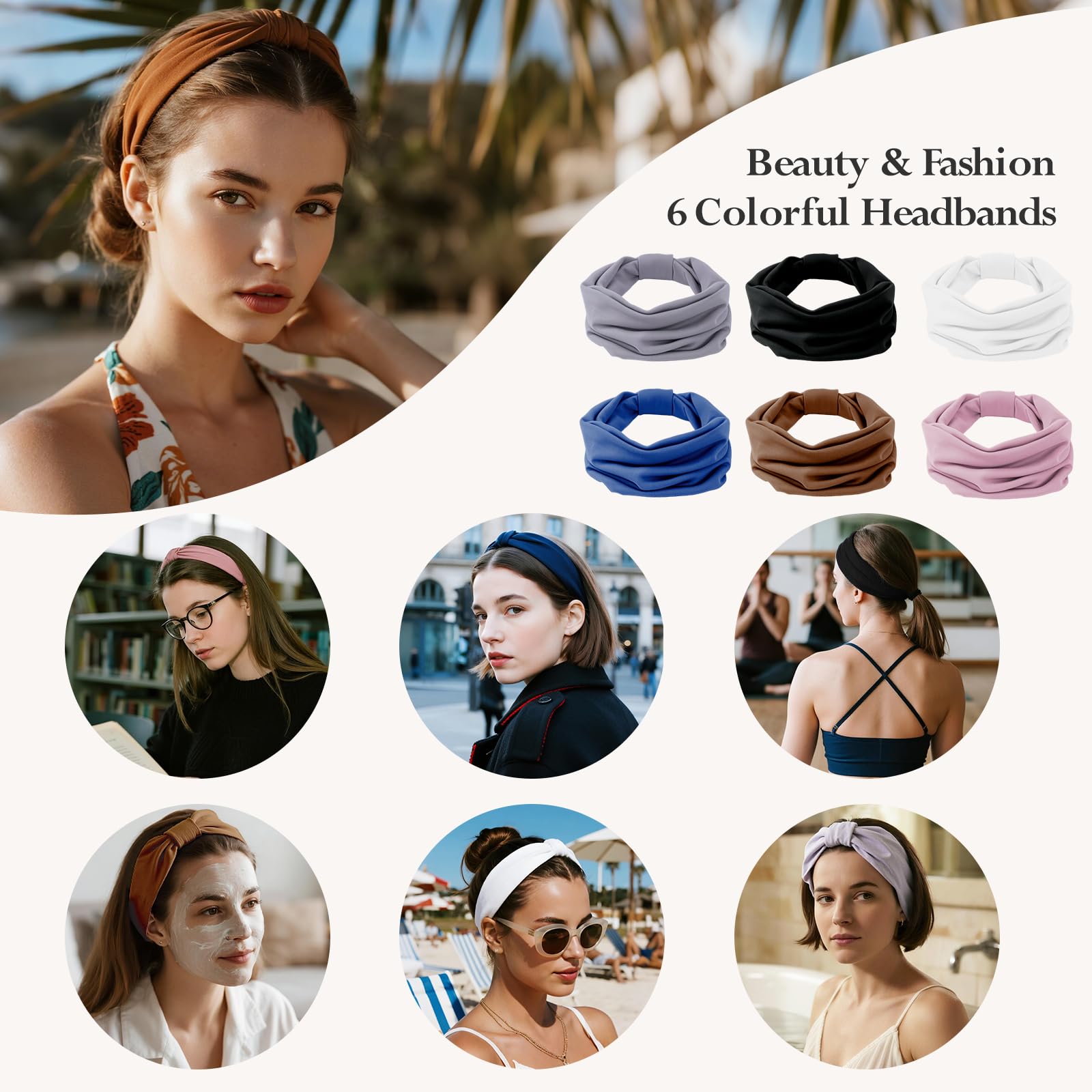 Diademas HSEM en blanco para lavado facial y peinado rápido.