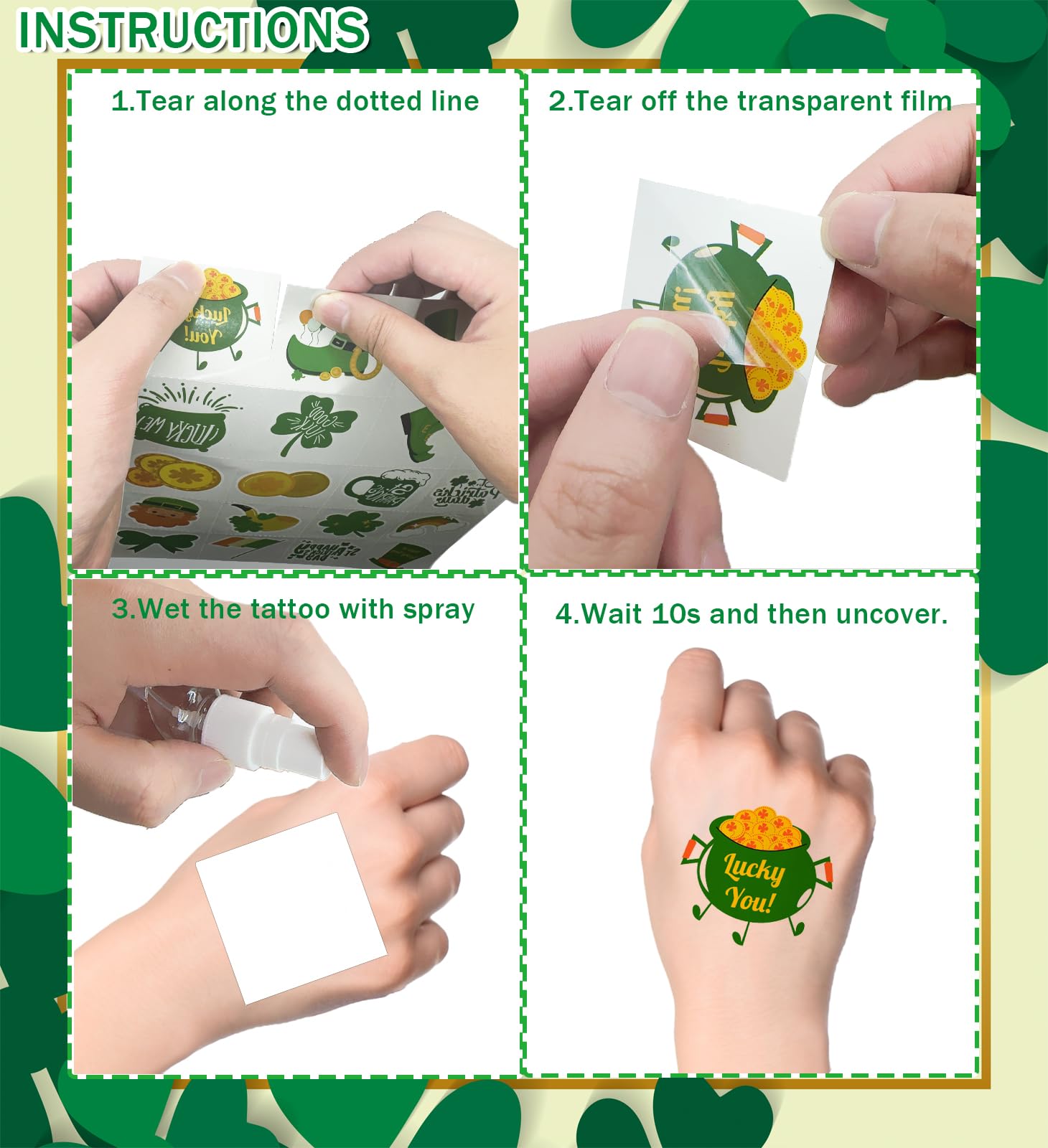 HSHFAMIIY rainbow tattoo designs for colorful St. Patrick's outfits