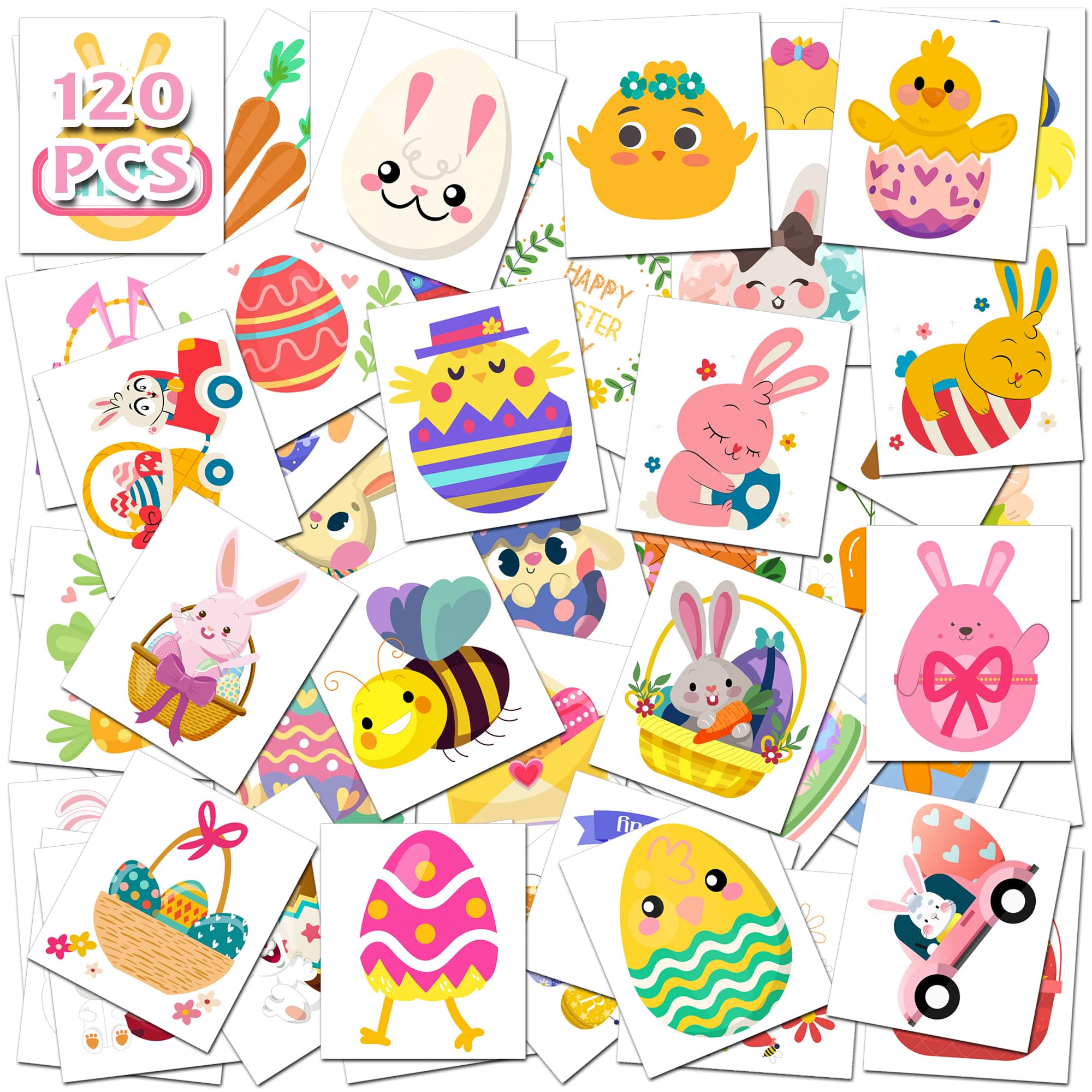 HSHFAMIIY Easter tattoos with bunny designs for kids' crafts
