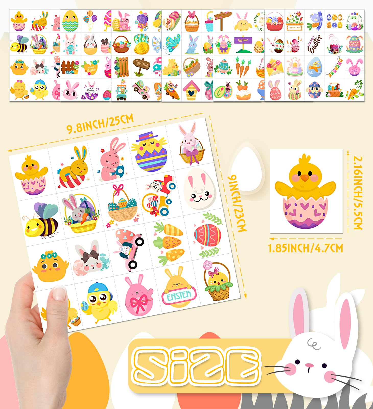 HSHFAMIIY Easter tattoos eggs colors for festive celebrations
