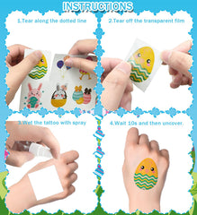 HSHFAMIIY Easter tattoos sheets closeup for display