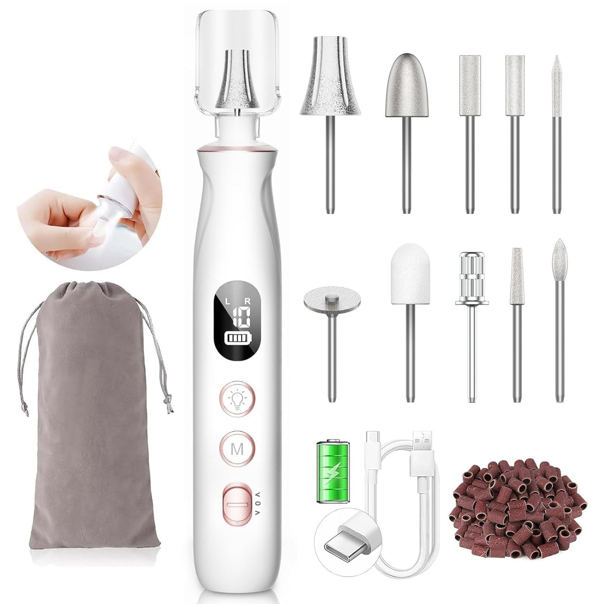 HSKAI professional nail drill kit front view for at-home salon quality results.
