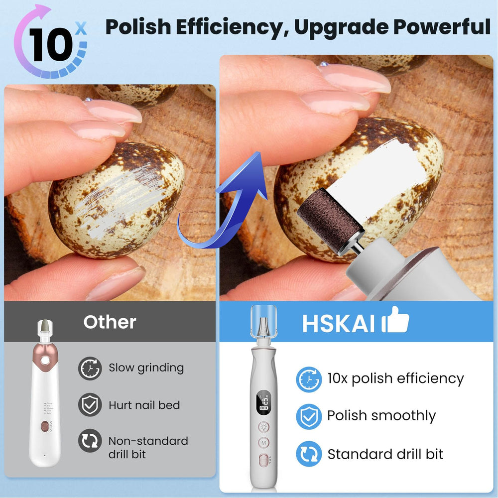 HSKAI nail drill kit LED display clearly shows speed and battery status.