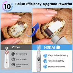 HSKAI nail drill kit LED display clearly shows speed and battery status.