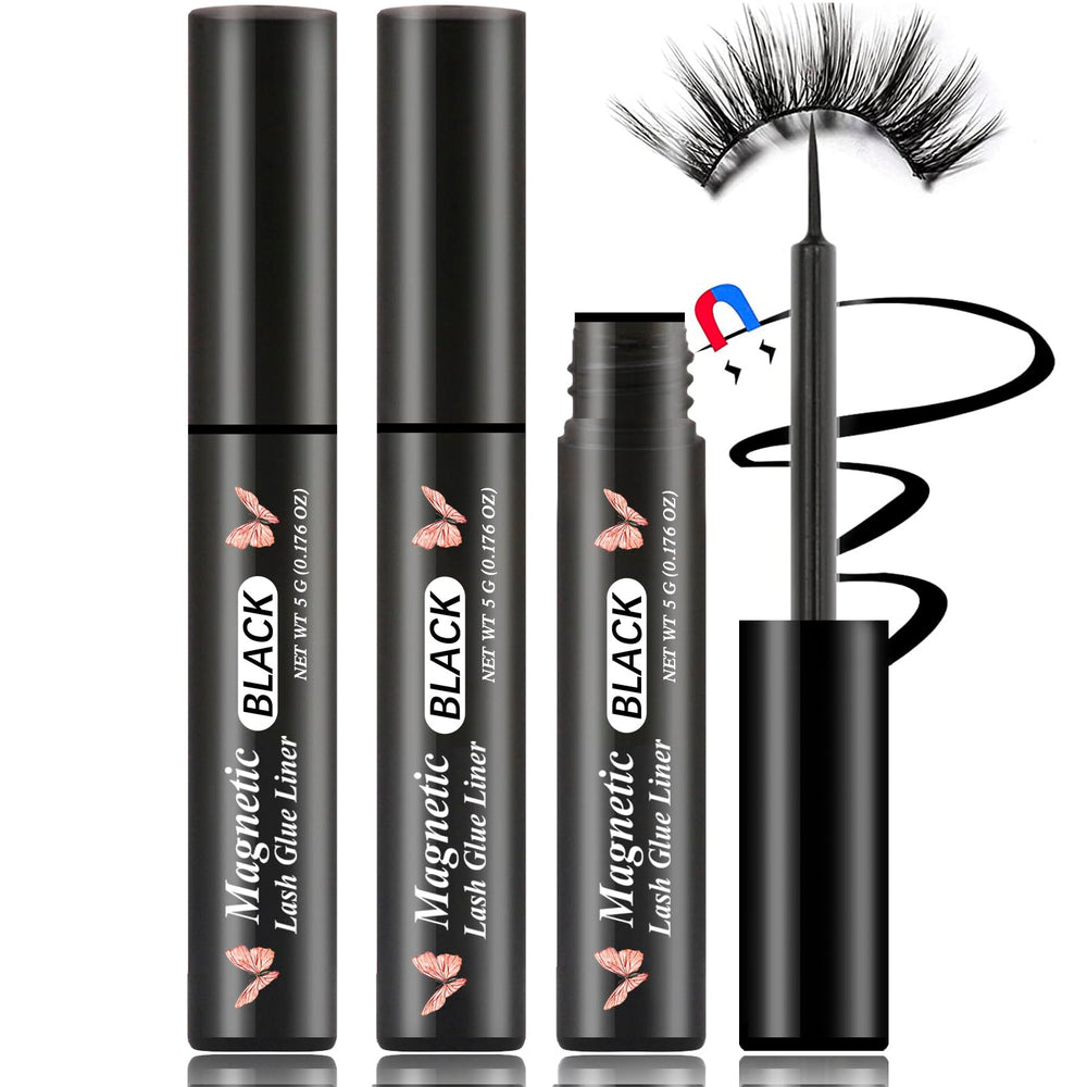 HSKIE magnetic eyeliner 3-tubes black pack secures lashes for all-day wear