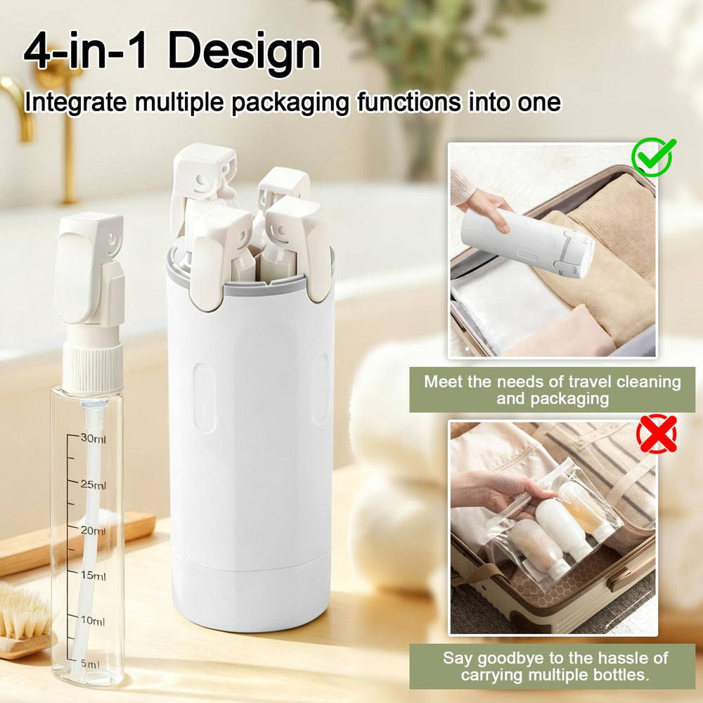 HSXCCL 4-in-1 travel dispenser bottles top view of pump, leak-free on the go