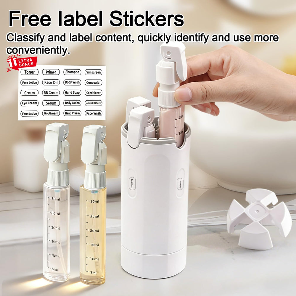 HSXCCL compact travel bottles in hand, minimalist travel solution