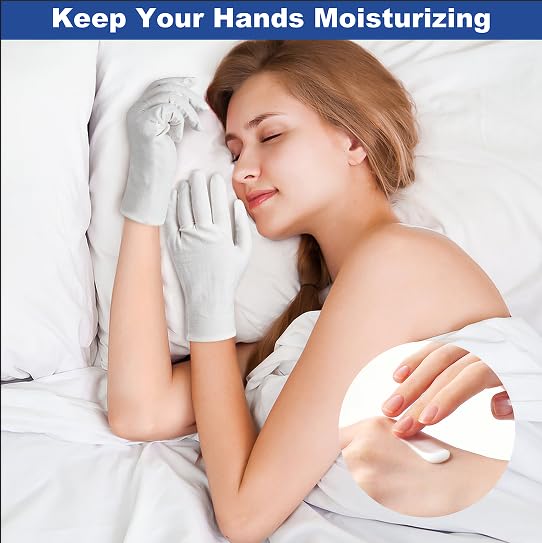 Htaexpu breathable white gloves keep lotion from staining sheets.