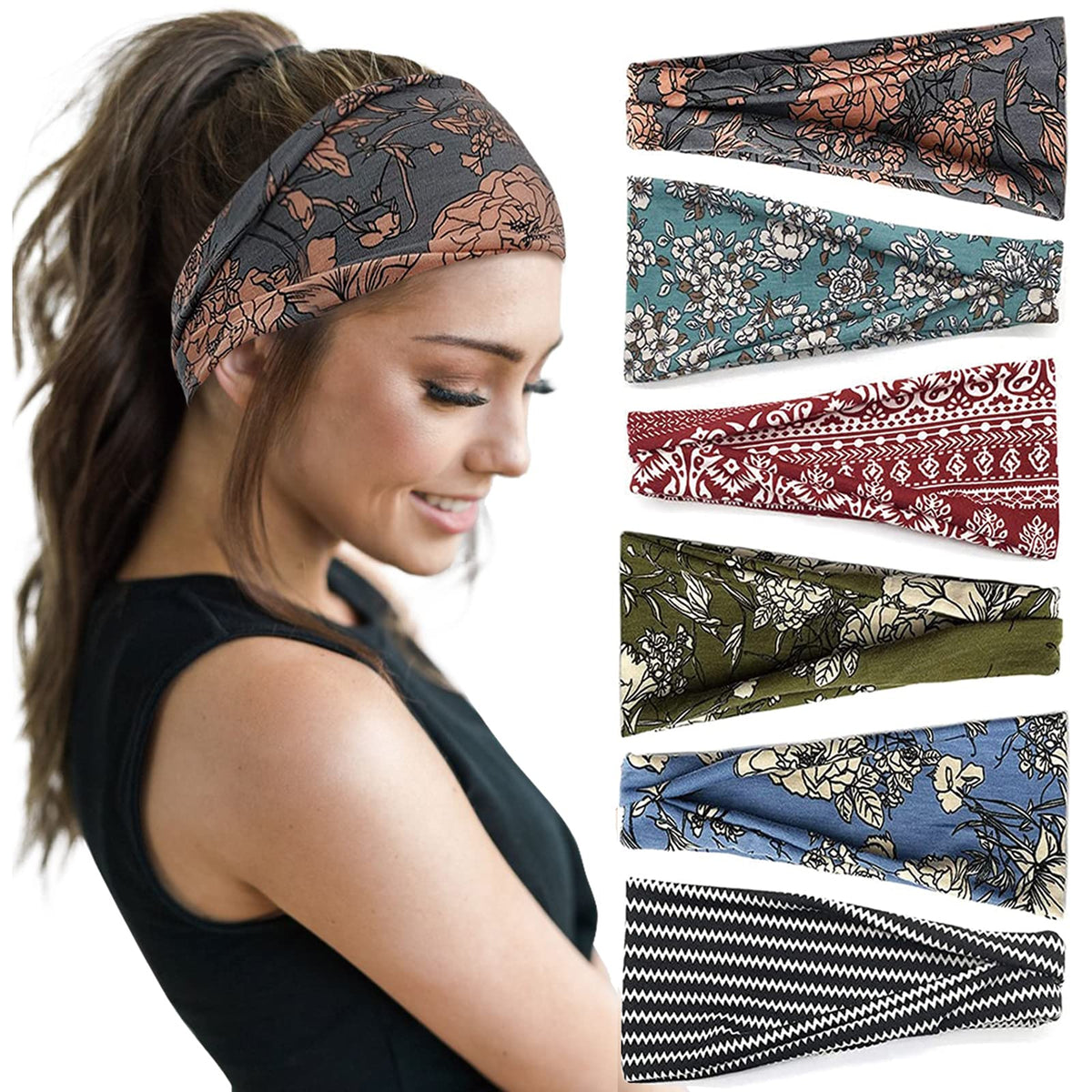 Huachi banda boho para mujer en yoga, suave y absorbente.