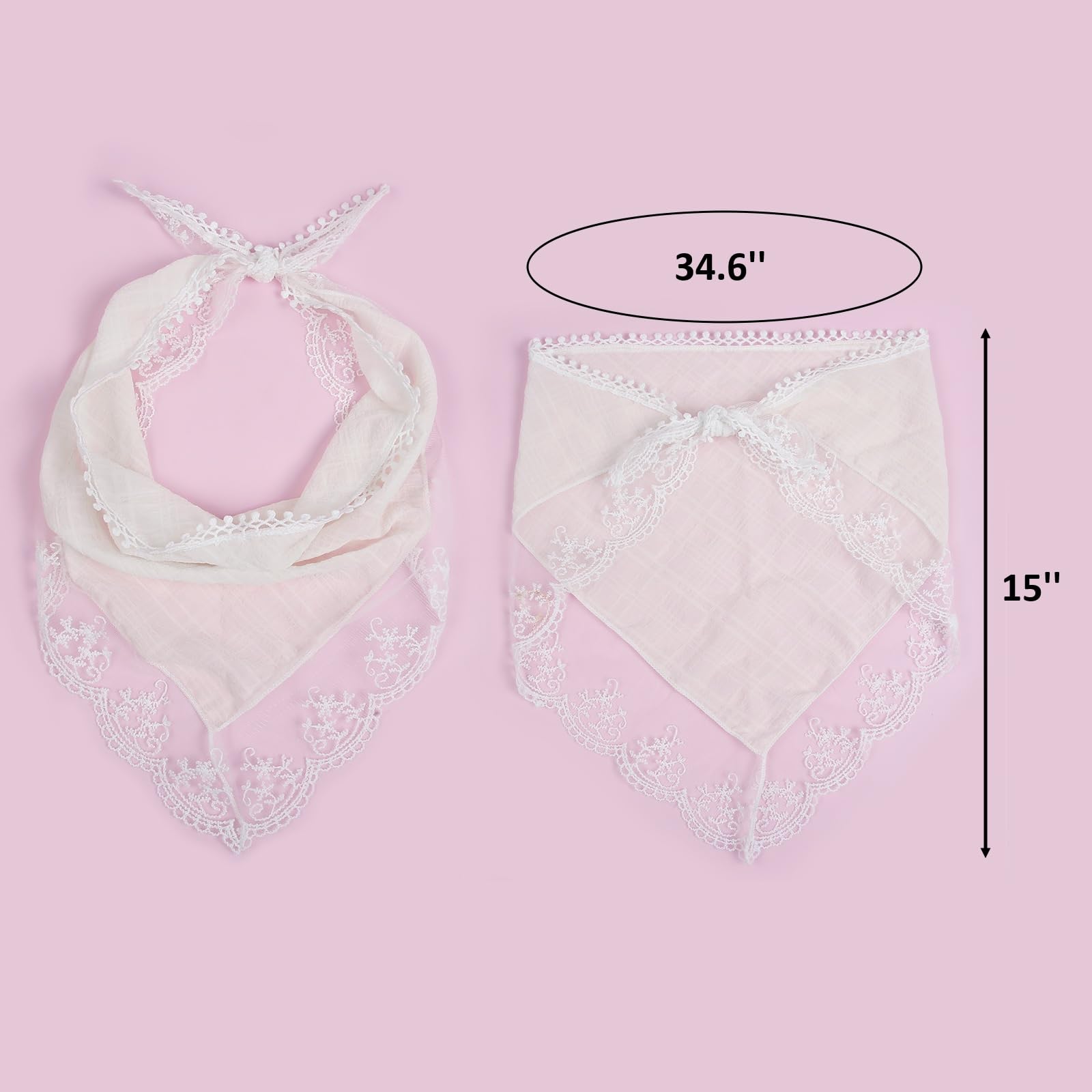 Huachi bandana con encaje, transpirable y agradable al tacto.