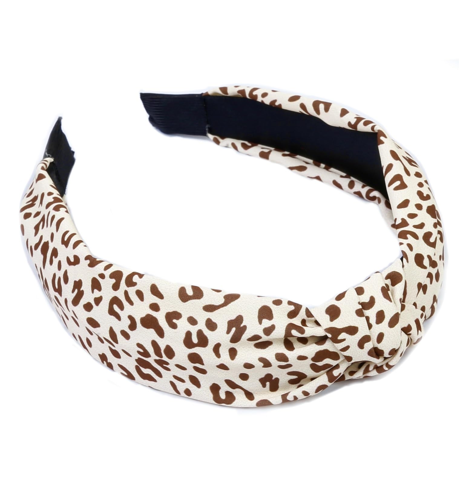Huachi banda nudo leopardo crema, aporta sofisticación sin esfuerzo diario.