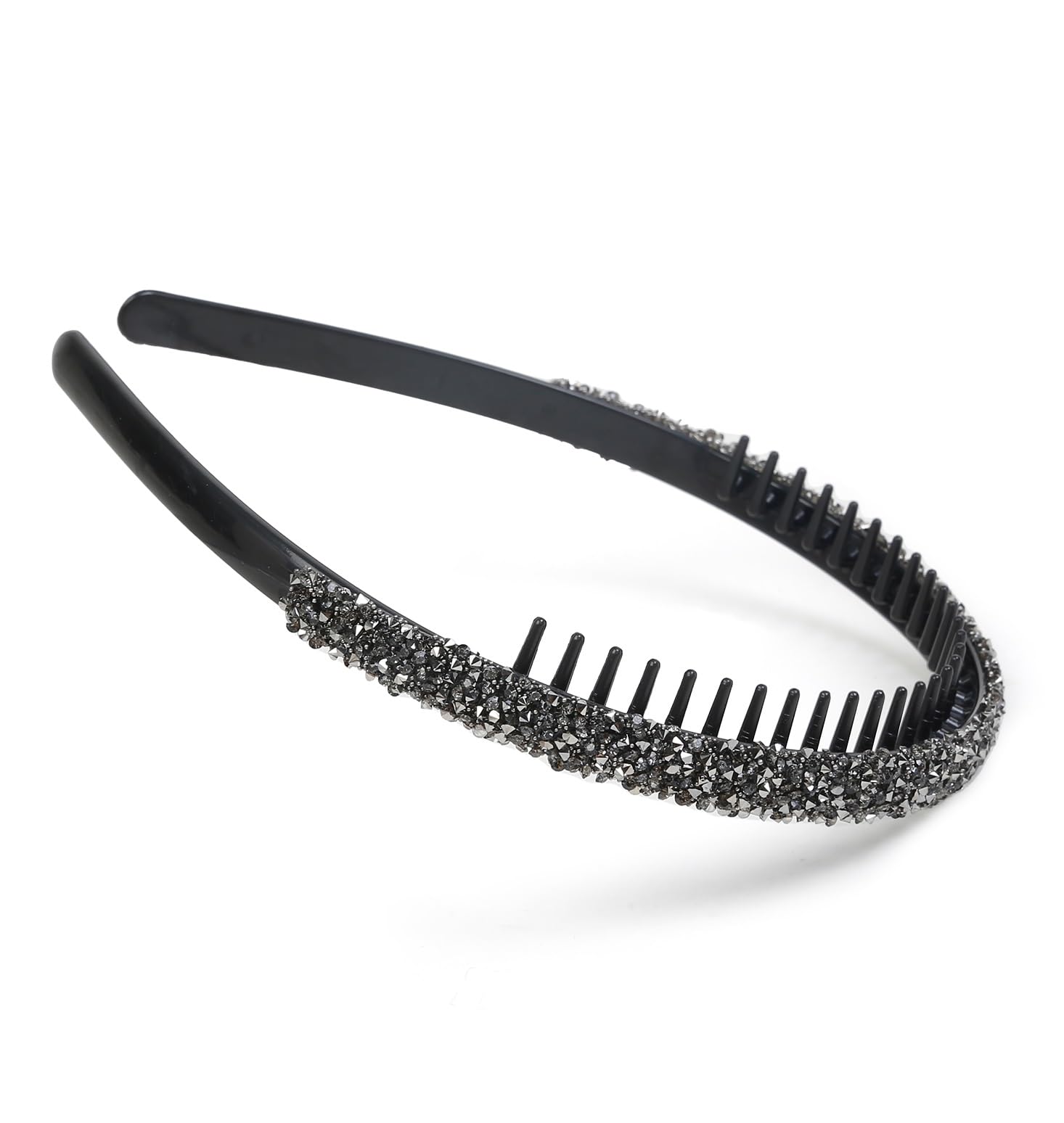 Diadema Huachi de cristal con dientes gris, combinación versátil para diario