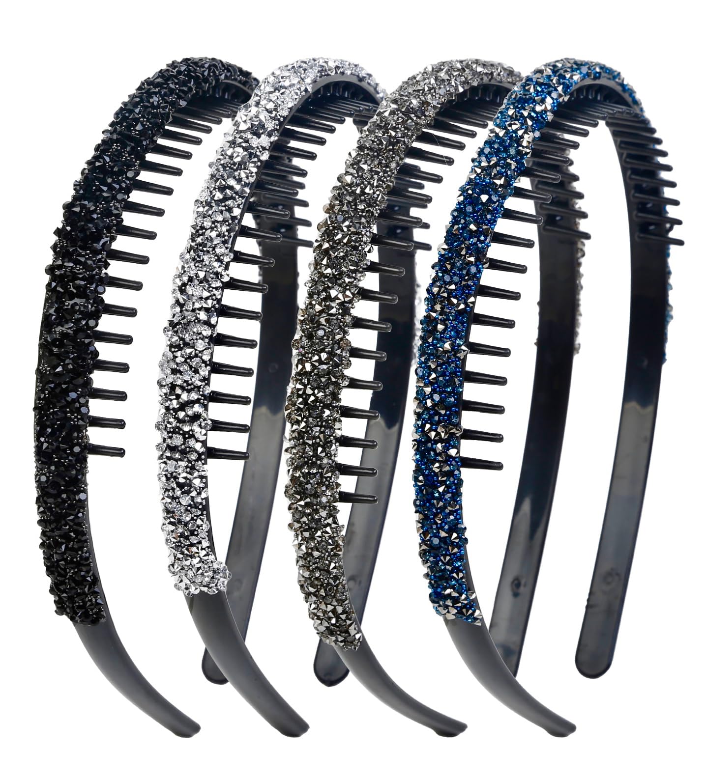 Diadema Huachi de cristal con dientes plateados, brillo elegante para looks nocturnos