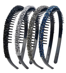 Diadema Huachi de cristal con dientes plateados, brillo elegante para looks nocturnos