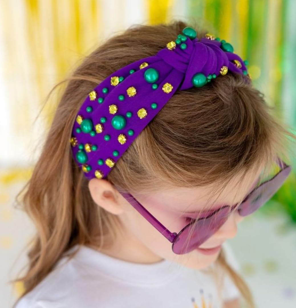 Diadema Huachi estilo clásico con nudo para Mardi Gras.
