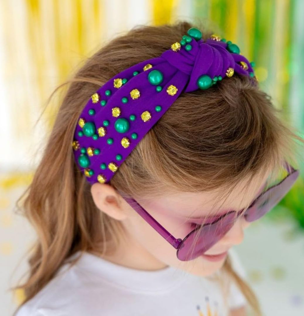 Diadema Huachi estilo clásico con nudo para Mardi Gras.