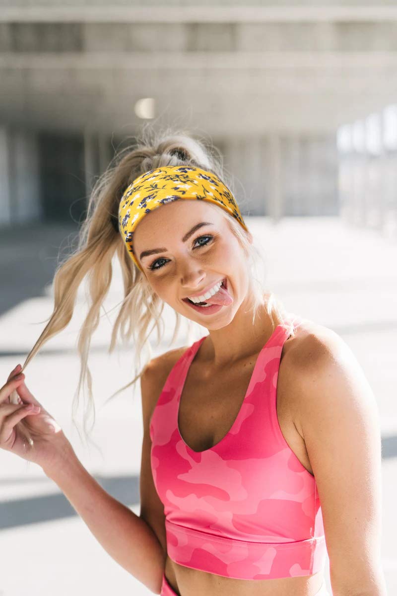 Diadema Huachi floral para correr: cómoda y sin bloquear la visión.