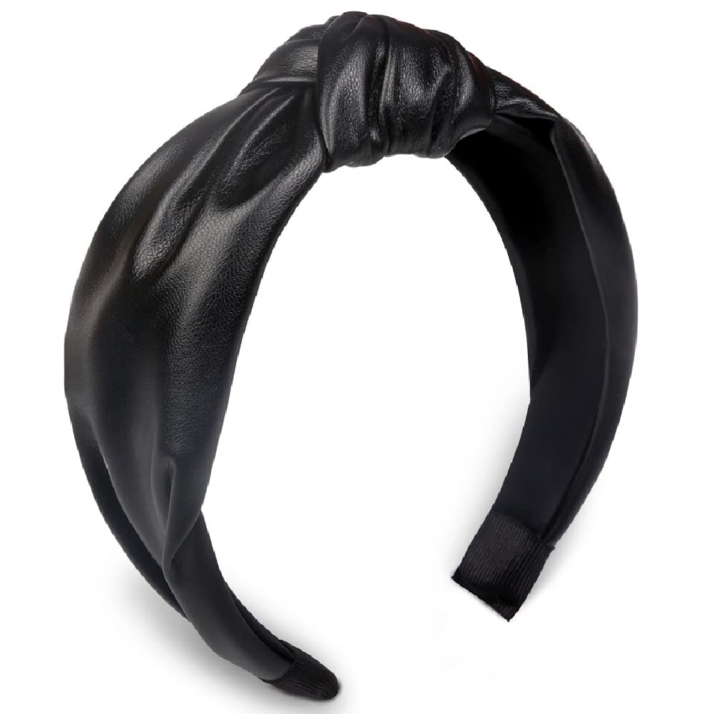 Huachi diadema nudo cuero sintético negro, fijación cómoda para uso diario.